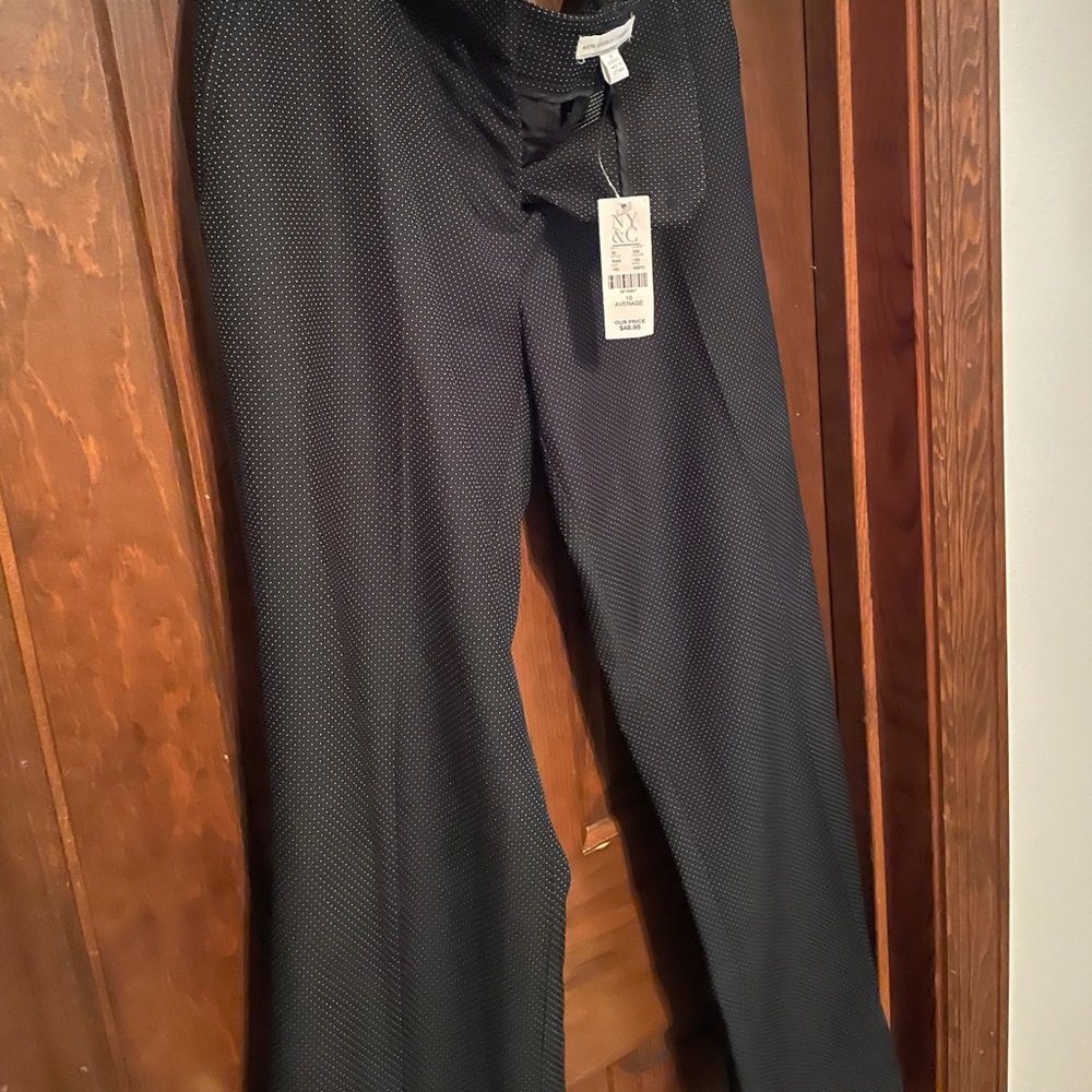 Blue & white polka dot slacks